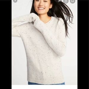 Old Navy Oatmeal Confetti Sweater Crewneck